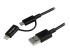 LTUB1MBK - StarTech.com 1m (3 ft) Black Apple 8-pin Lightning Connector or Micro USB to USB Combo Cable for iPhone iPod iPad - Close up