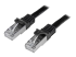 N6SPAT1MBK - Startech 1m CAT6 Ethernet Cable, 10 Gigabit Shielded Snagless RJ45 100W PoE Patch Cord, CAT 6 10GbE SFTP Network Cable w/Strain Relief, Black, Wiring is UL Certified/TIA - Front