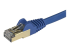 6ASPAT1MBL - Startech 1m CAT6A Ethernet Cable, 10 Gigabit Shielded Snagless RJ45 100W PoE Patch Cord, CAT 6A 10GbE STP Network Cable w/Strain Relief, Blue, UL Certified Wiring/TIA - Close up