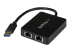 USB32000SPT - StarTech.com USB 3.0 to Dual Port Gigabit Ethernet Adapter w/ USB Port - Left-angle