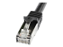 N6SPAT1MBK - Startech 1m CAT6 Ethernet Cable, 10 Gigabit Shielded Snagless RJ45 100W PoE Patch Cord, CAT 6 10GbE SFTP Network Cable w/Strain Relief, Black, Wiring is UL Certified/TIA - Close up