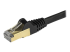 6ASPAT1MBK - Startech 1m CAT6A Ethernet Cable, 10 Gigabit Shielded Snagless RJ45 100W PoE Patch Cord, CAT 6A 10GbE STP Network Cable w/Strain Relief, Black, UL Certified Wiring/TIA - Close up