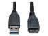 U326-001-BK - Eaton Tripp Lite Series USB 3.0 SuperSpeed Device Cable (A to Micro-B M/M) Black, 1 ft. (0.31 m) - Front