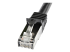 N6SPAT1MBK - StarTech.com 1m CAT6 Ethernet Cable, 10 Gigabit Shielded Snagless RJ45 100W PoE Patch Cord, CAT 6 10GbE SFTP Network Cable w/Strain Relief, Black, Fluke Tested/Wiring is UL Certified/TIA - Close up