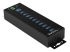 HB30A10AME - StarTech.com 10 Port USB Hub with Power Adapter, Surge Protection, Metal Industrial USB 3.0 Data Transfer Hub, Din Rail, Wall or Desk Mountable, High Speed USB 3.1/ USB 3.2 Gen 1 5Gbps Hub - Left-angle