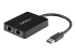 USB32000SPT - StarTech.com USB 3.0 to Dual Port Gigabit Ethernet Adapter w/ USB Port - Left-angle